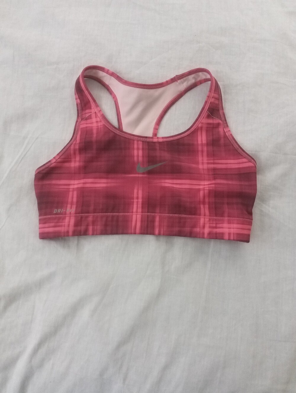Nike Pink Plaid Dri-FIT Racerback Sports Bra Size M